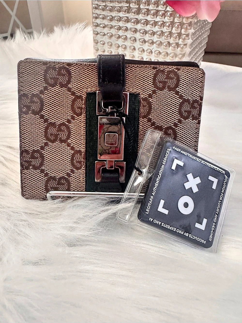 Gucci GG Canvas Jackie Cherry Line Bi-Fold Wallet with COA